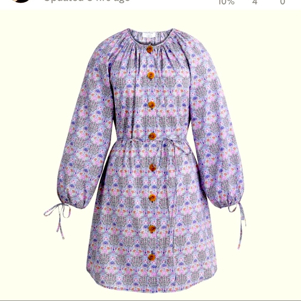 J. Crew Liberty Print Summer Dress Size S (0-4). Lilac palette. NWT